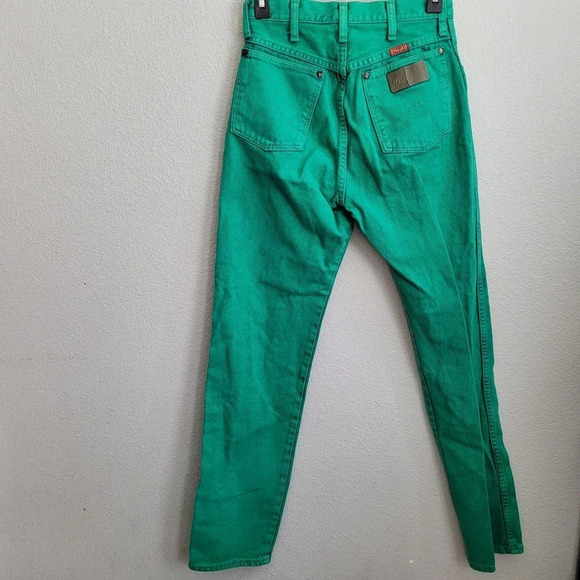 Vintage Wrangler Womens Acid Wash Green Jeans Size 5 High Rise Pockets 90s - Picture 3 of 9